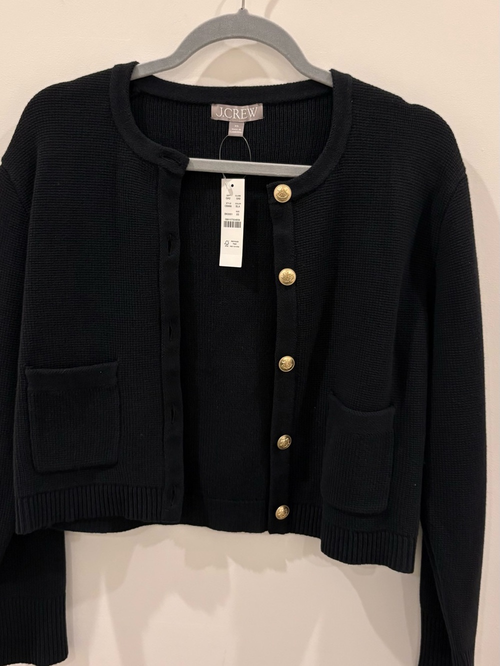 J. Crew Black Cardigan with Gold Buttons